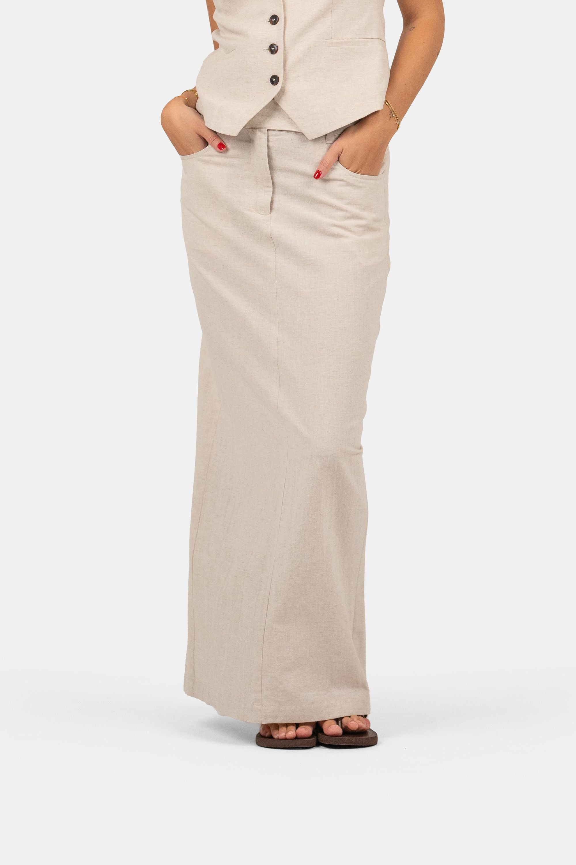 Linnen Rok Beige